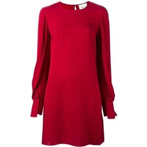 3.1 Phillip Lim Silk Draped Sleeve Dress Ruby Red